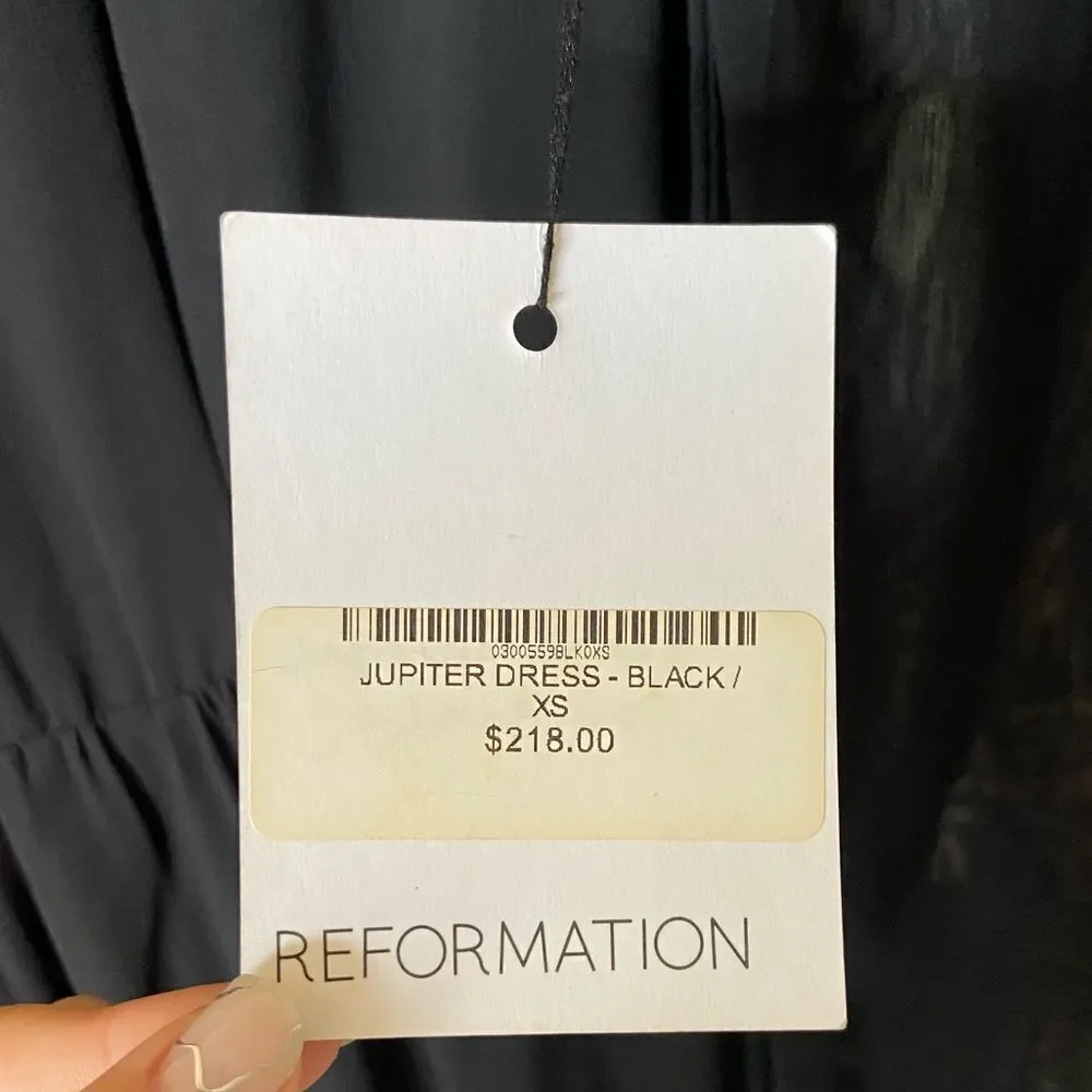 NWT Reformation Jupiter Midi Black Dress Size XS - Picture 9 of 10